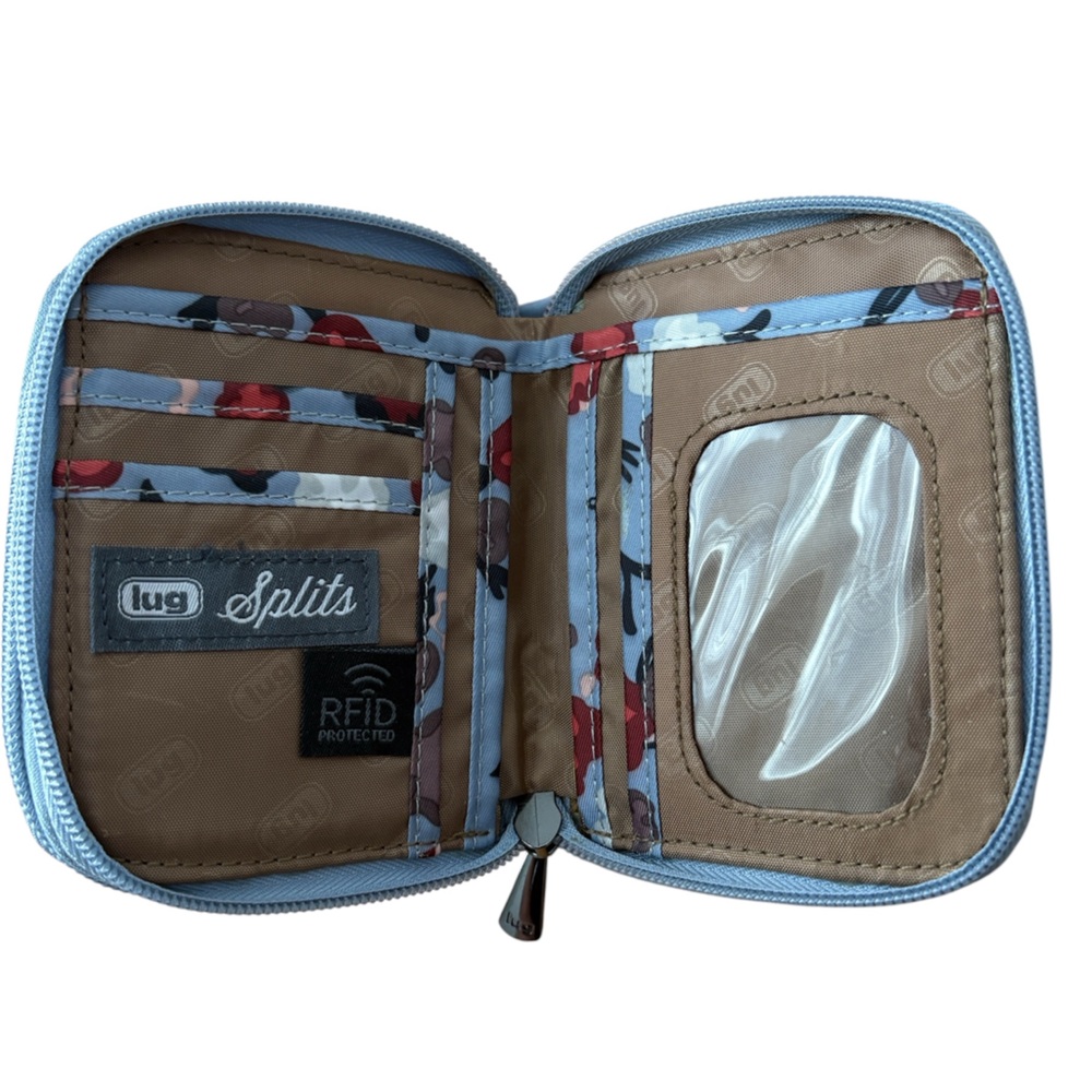 Lug Splits Quilted Nylon Wallet in BSM Blue Floral with RFID protection - Picture 3 of 5
